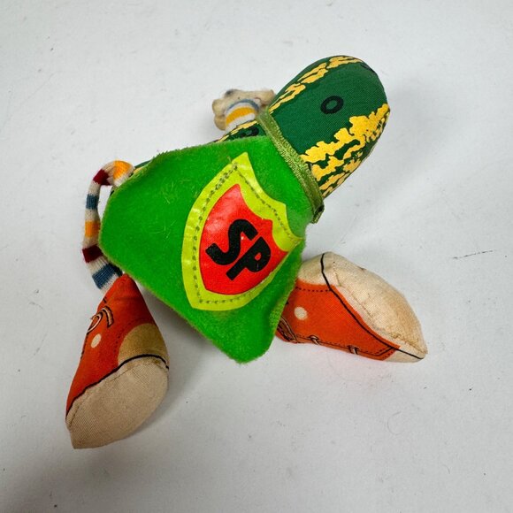 Vintage 1982 Super Pickle Plush by AmToy Stuffed Toy SP Cape Striped Socks & Sho - Picture 6 of 7